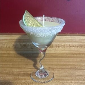 Twisted Stem Margarita Glass Candle with Lime Accent